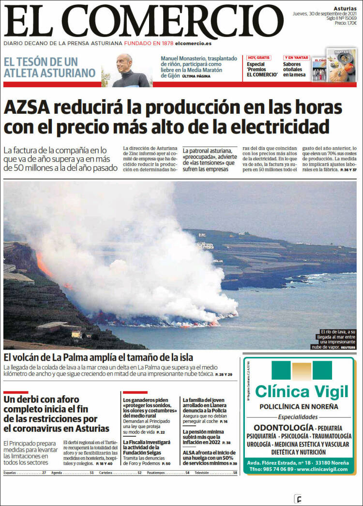 Portada de El Comercio (España)