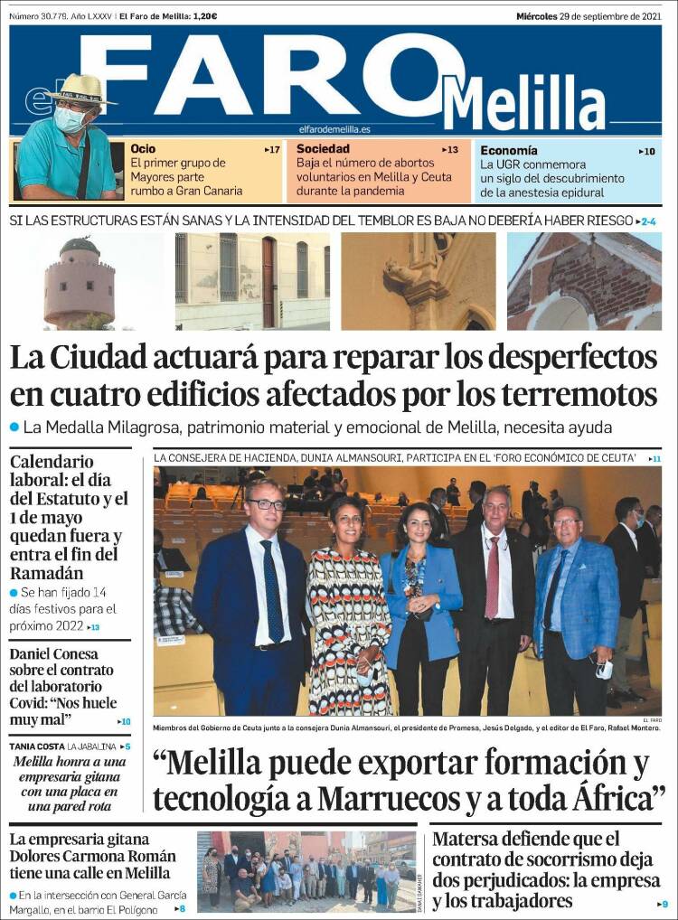 Portada de El Faro de Melilla (España)