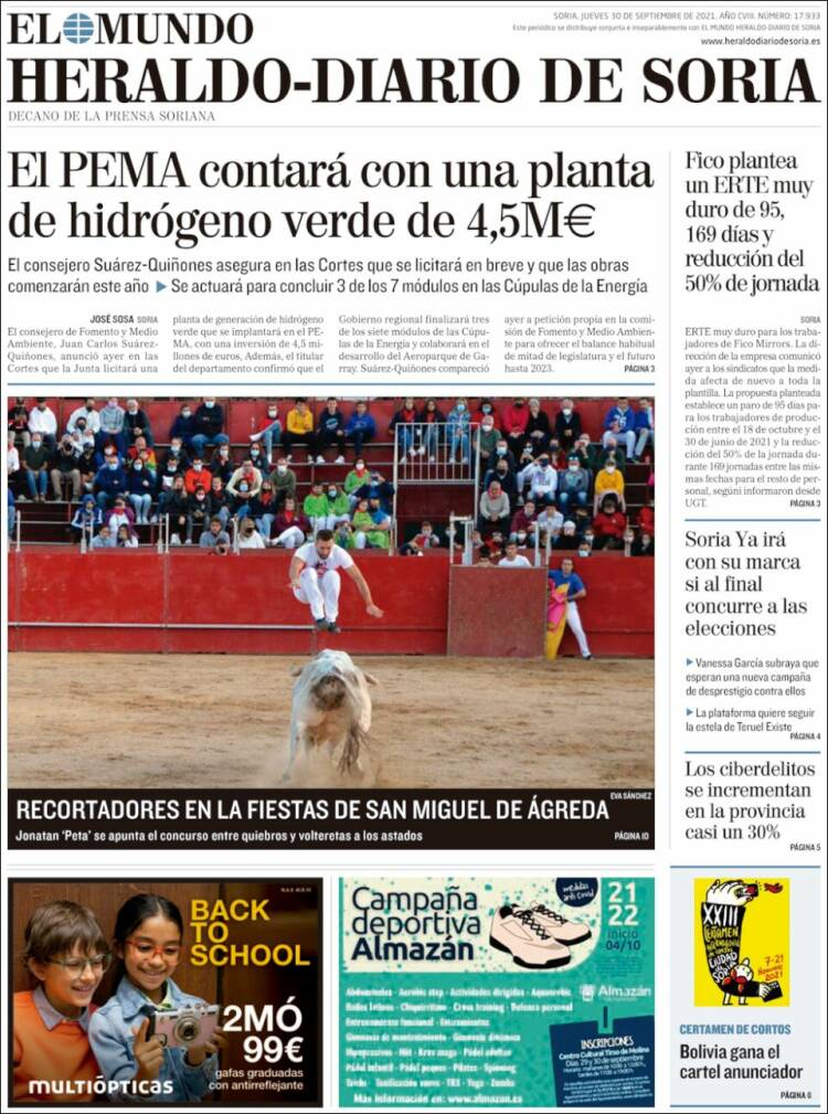 Portada de Heraldo de Soria (España)