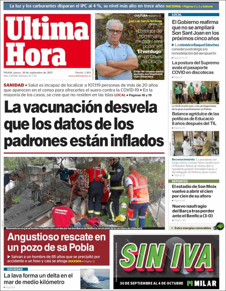 Portada de Última Hora (España)