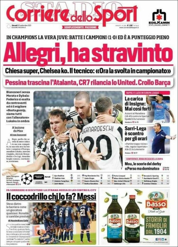 Portada de Corriere dello Sport (Italia)