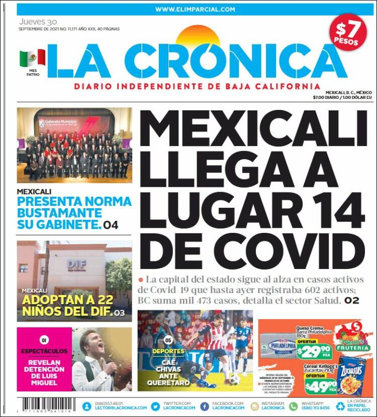 Portada de La Crónica de Baja California (México)