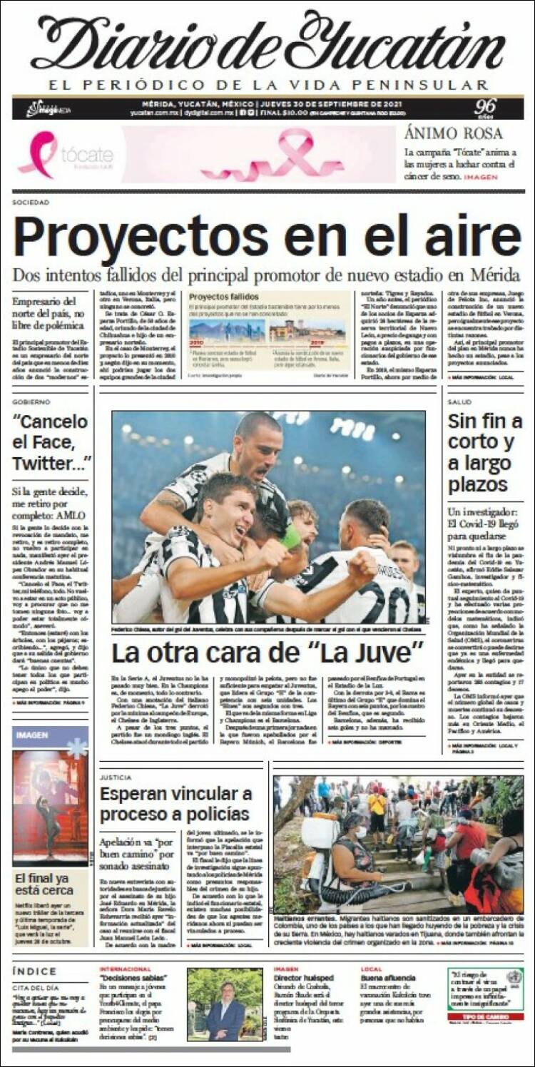 Portada de Diario de Yucatán (M&eacute;xico)