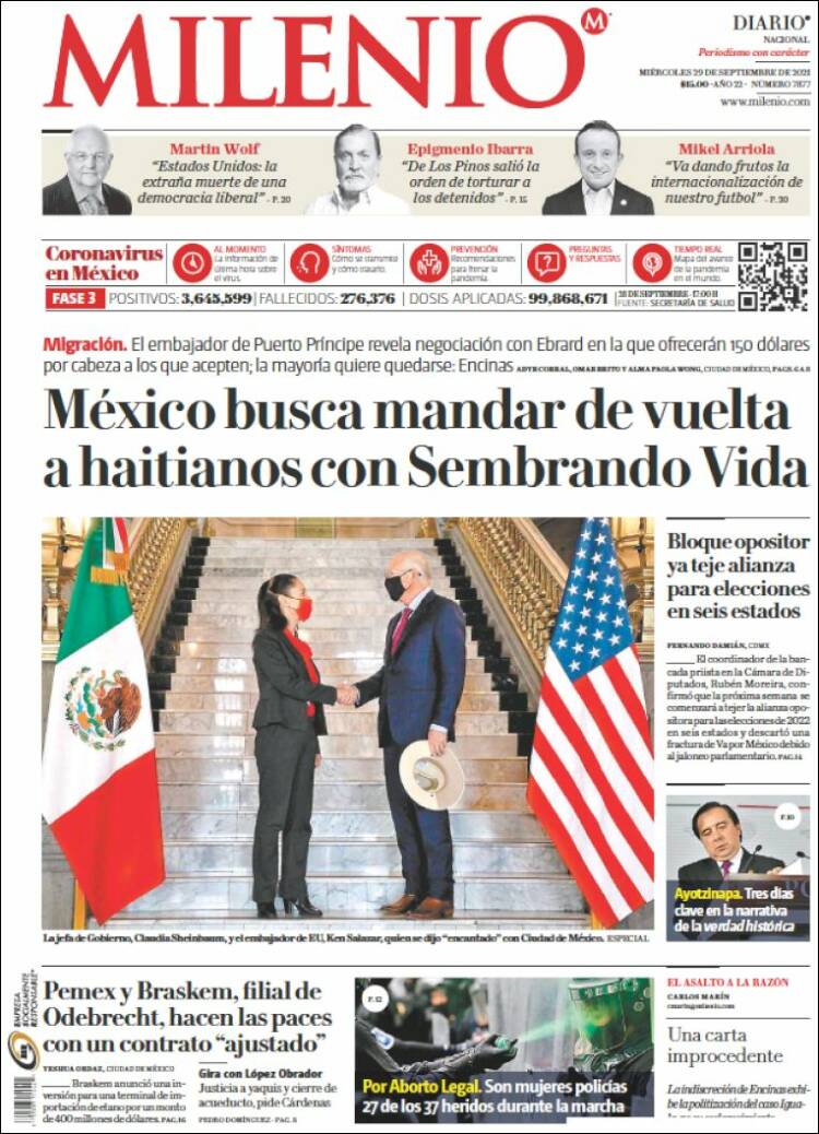 Portada de Milenio (M&eacute;xico)
