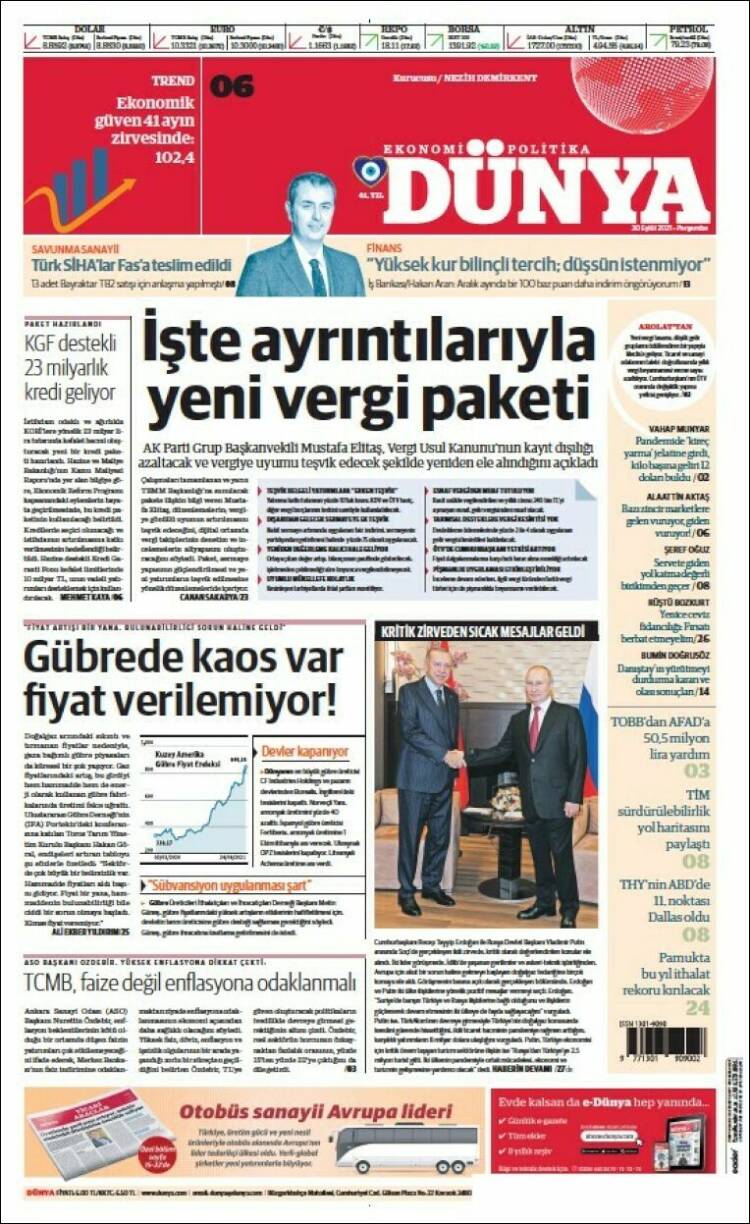 Portada de Dünya (Turqu&iacute;a)