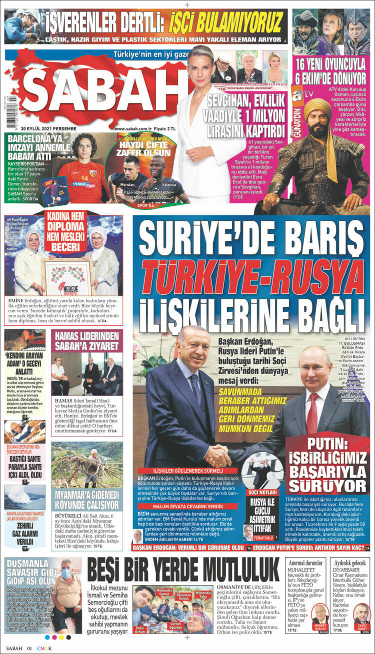 Portada de Sabah (Turqu&iacute;a)