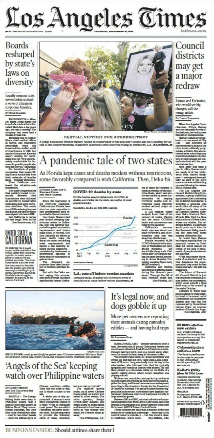 Portada de Los Angeles Times (USA)