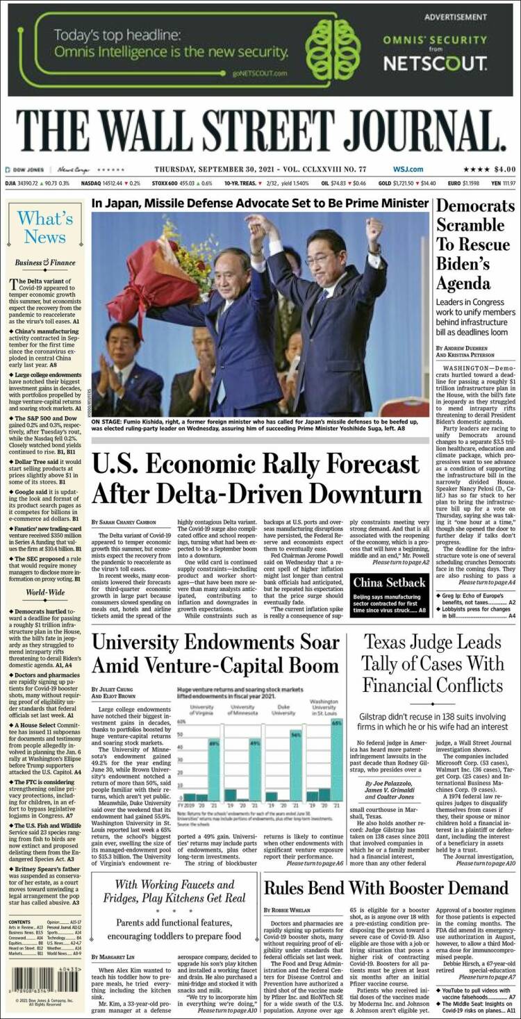 Portada de Wall Street Journal (USA)