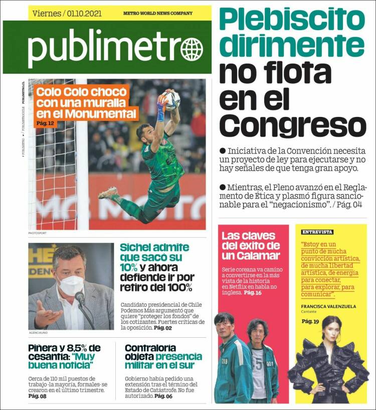 Portada de Publimetro (Chile)