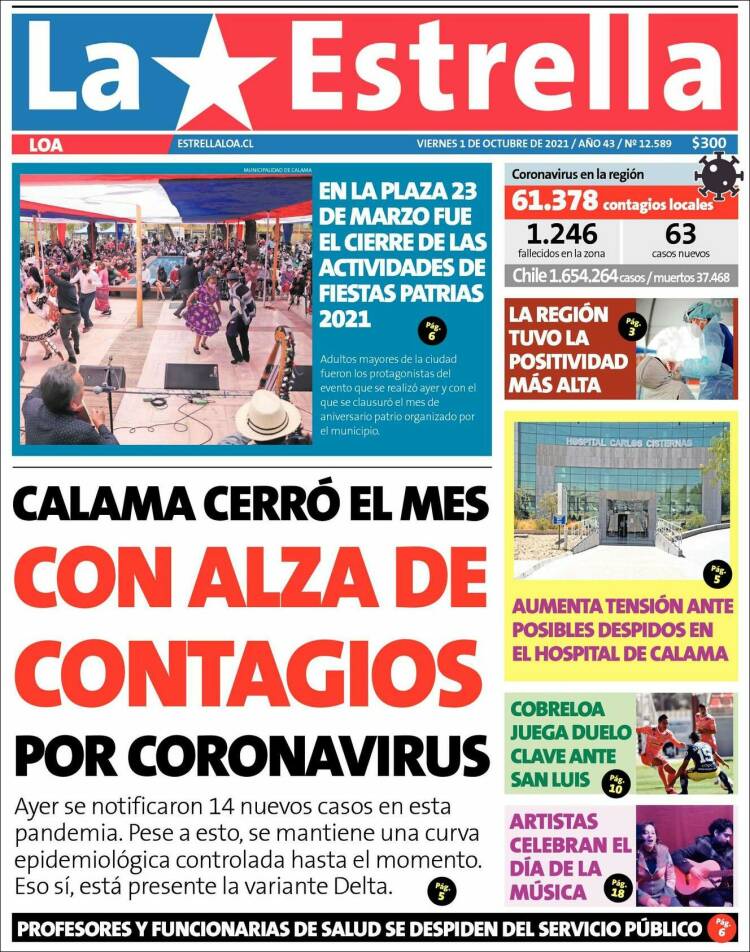 Portada de La Estrella de Loa (Chile)