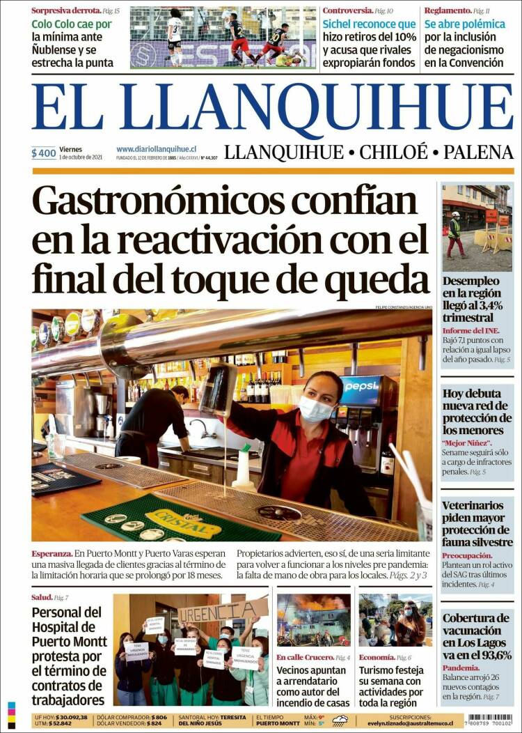 Portada de El Llanquihue (Chile)