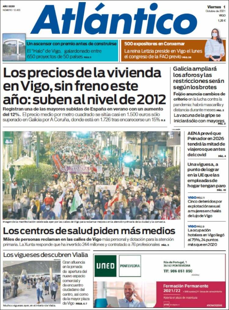 Portada de Atlántico Diario (Espagne)