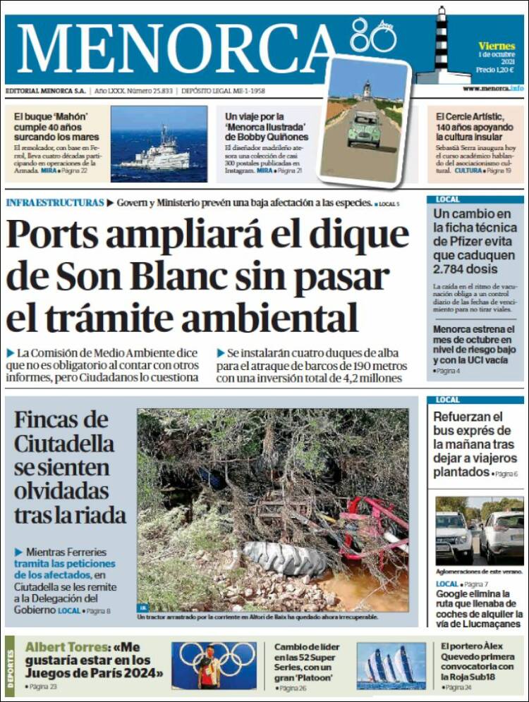 Portada de Menorca - Diario Insular (Espagne)