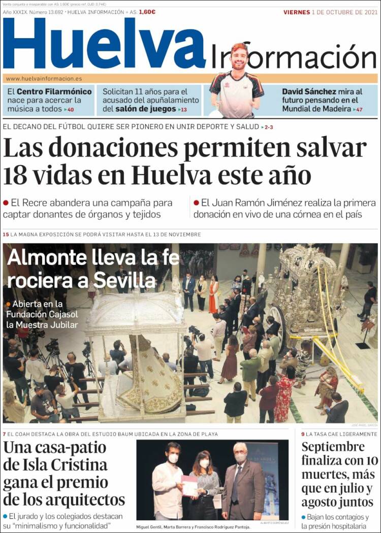 Portada de Huelva Información (Espagne)