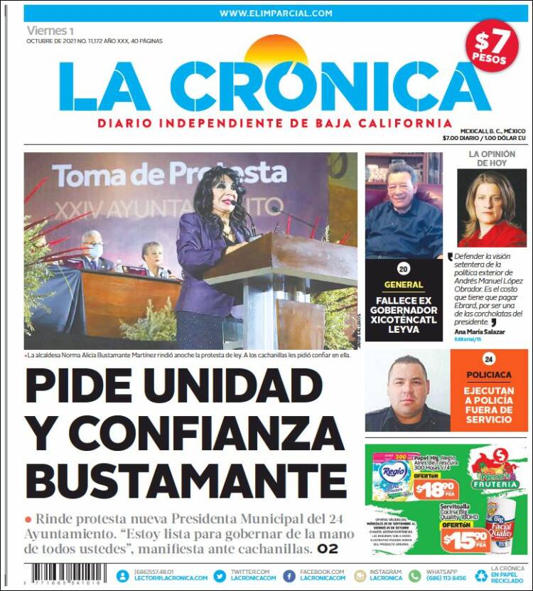 Portada de La Crónica de Baja California (M&eacute;xico)