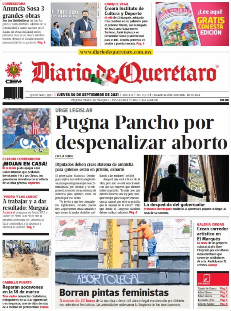 Portada de Diario de Querétaro (M&eacute;xico)