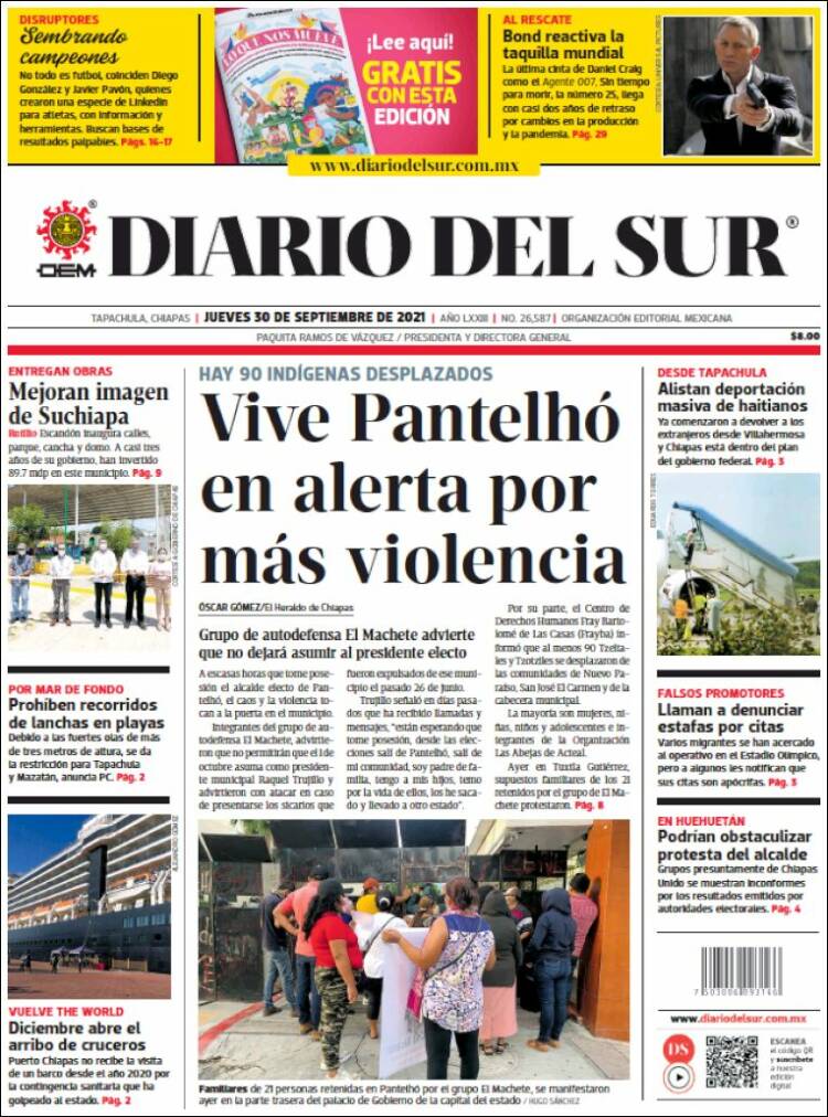 Portada de El Diario del Sur (M&eacute;xico)