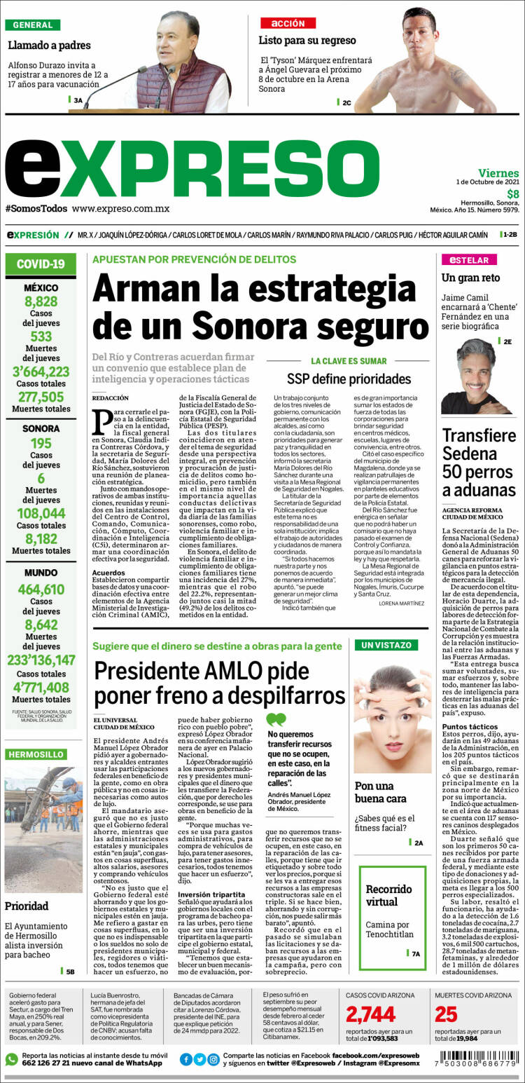 Portada de Expreso (M&eacute;xico)