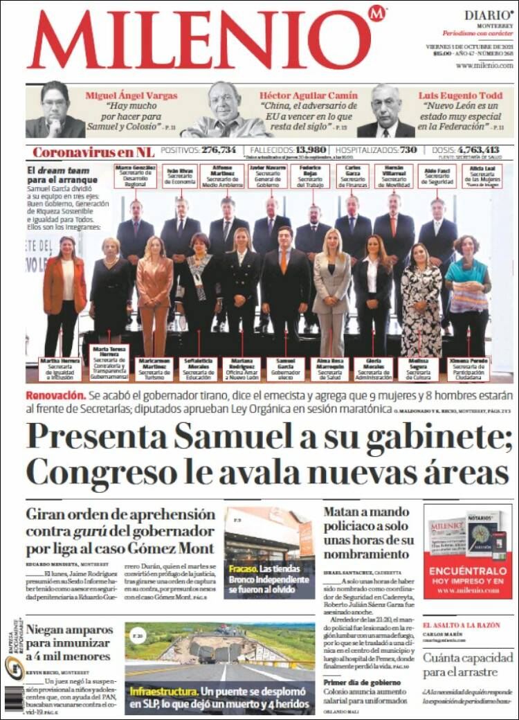 Portada de Milenio de Monterrey (M&eacute;xico)