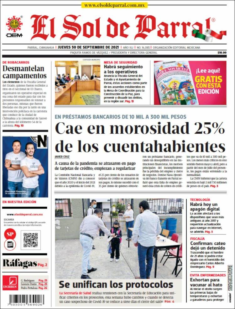 Portada de El Sol de Parral (M&eacute;xico)