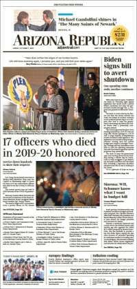 Portada de Arizona Republic News (USA)