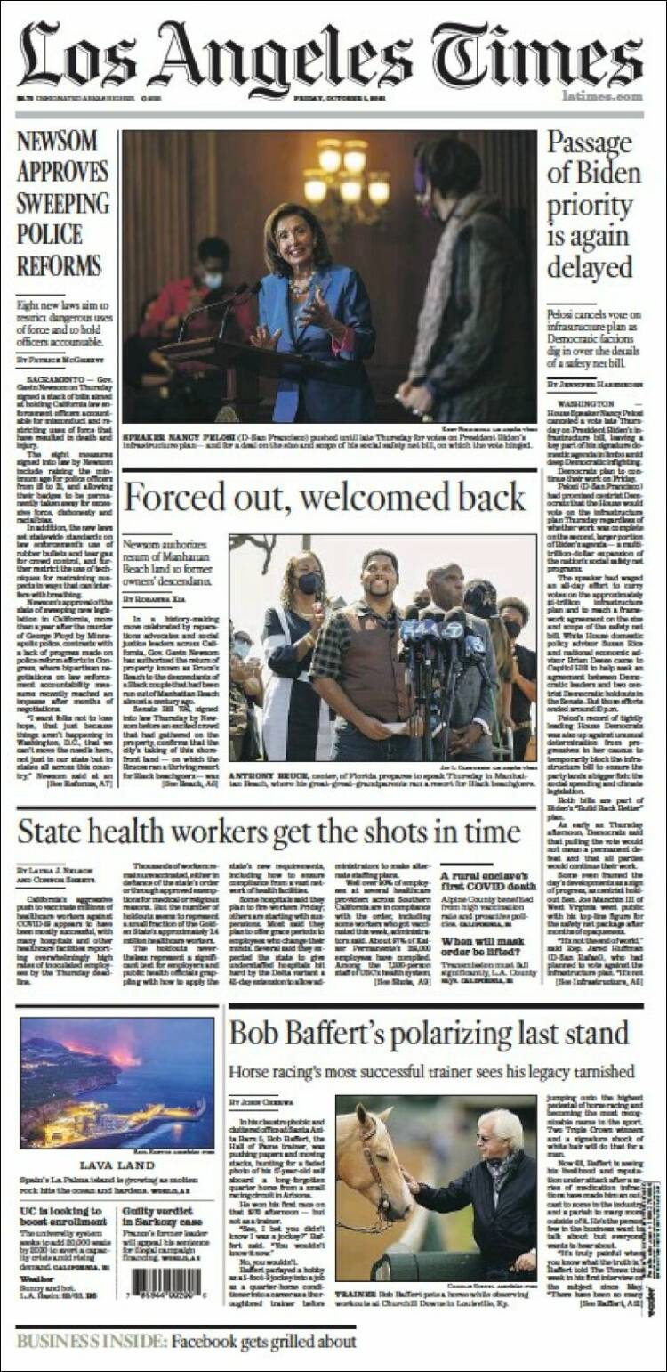 Portada de Los Angeles Times (États-Unis)