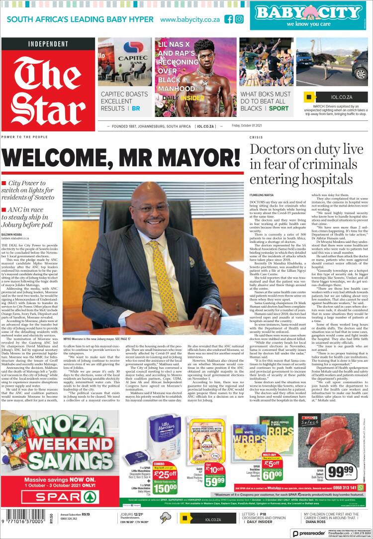 Portada de The Star (South Africa)