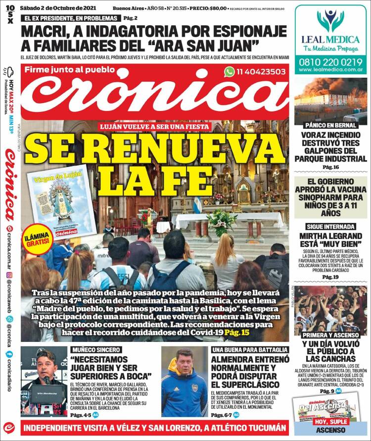 Portada de Crónica (Argentina)