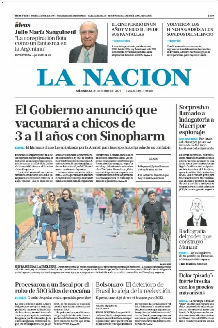 Portada de La Nación (Argentina)