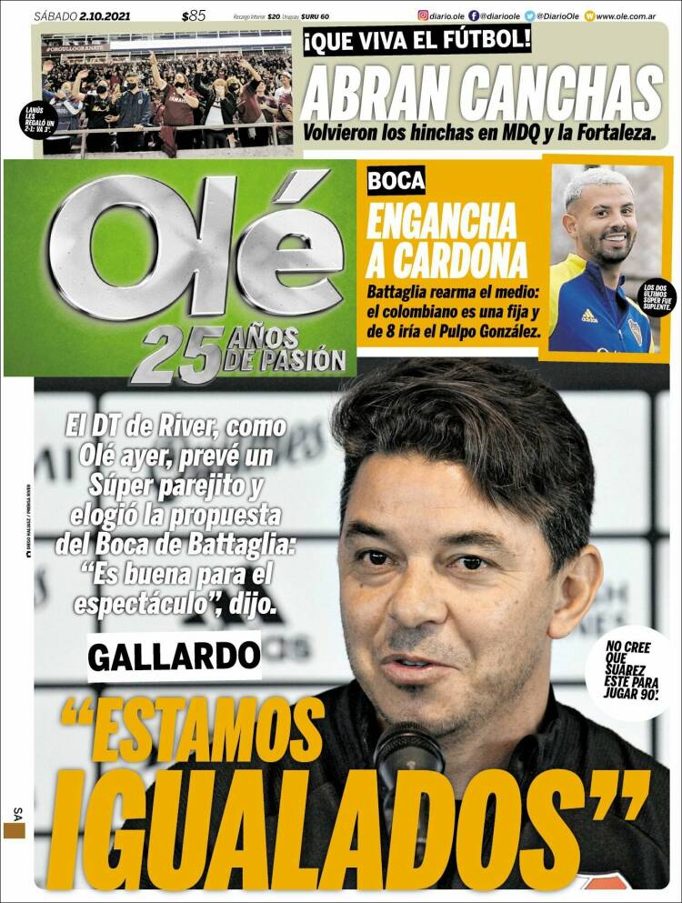 Portada de Olé (Argentina)