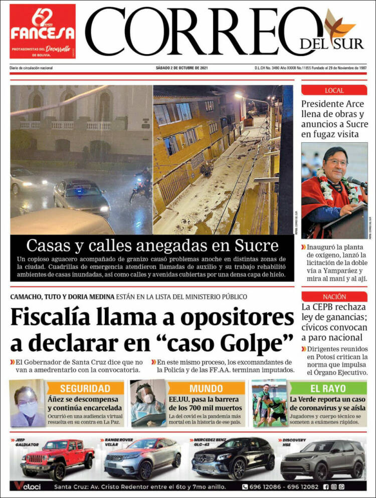 Portada de Correo Sur (Bolivia)