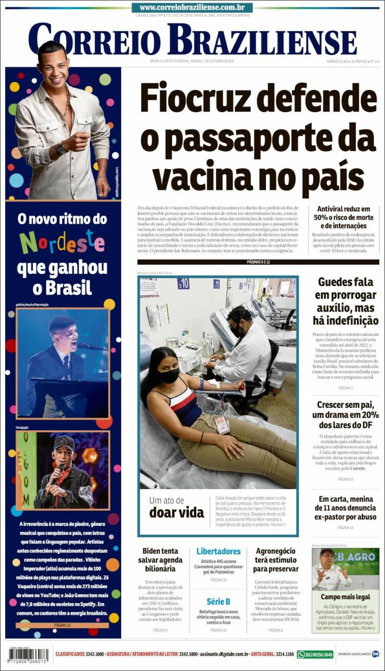 Portada de Correio Braziliense (Brasil)