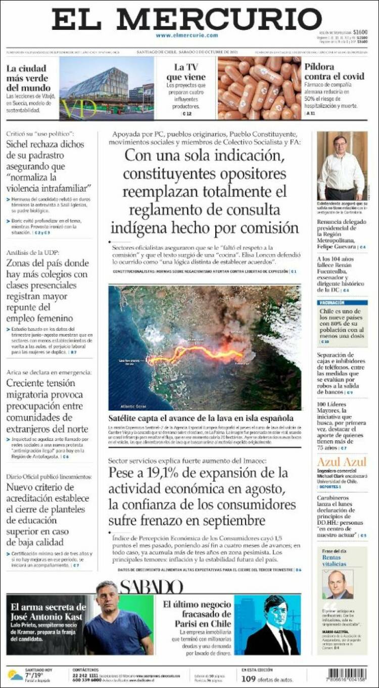 Portada de El Mercurio (Chile)