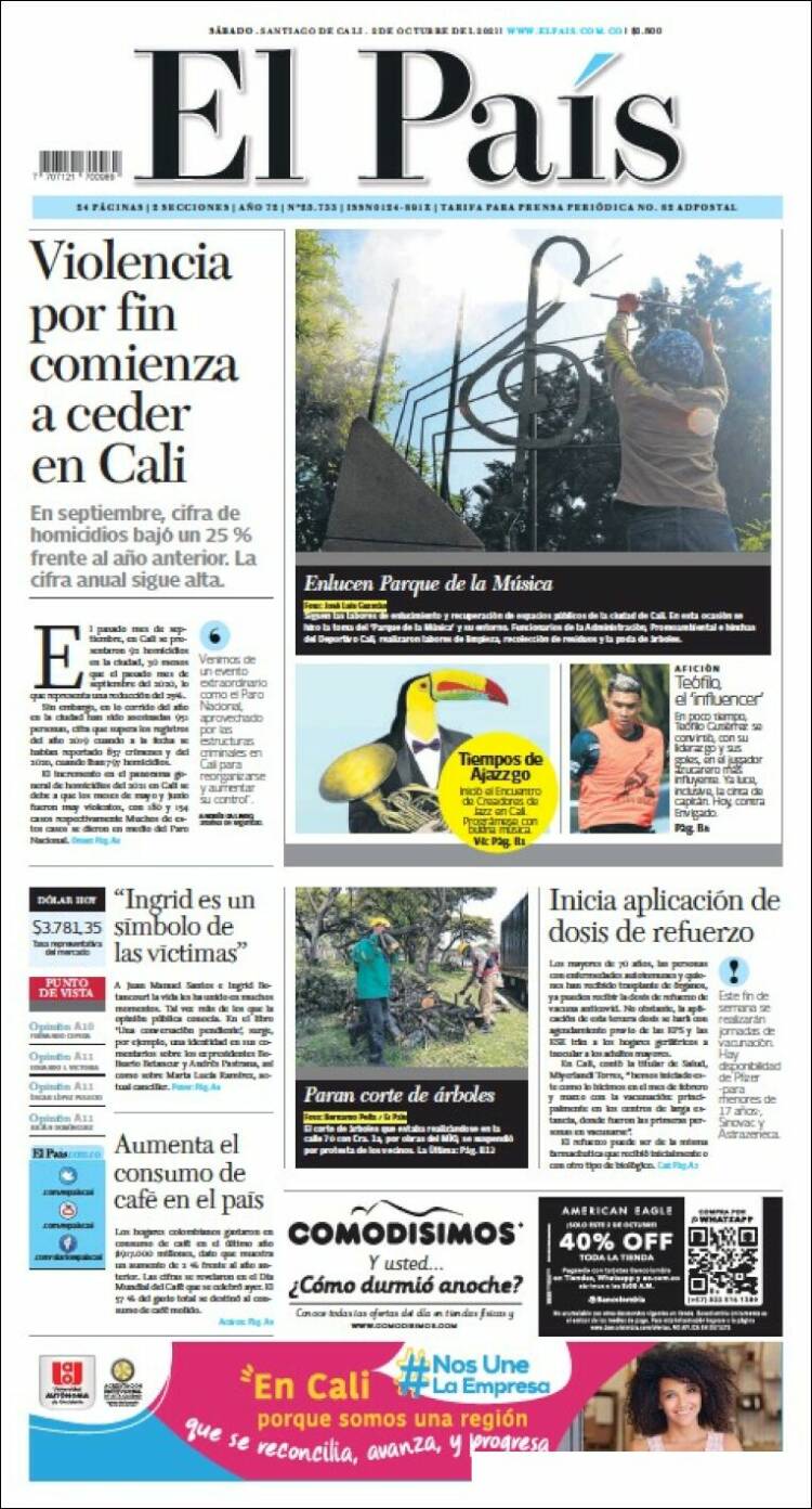 Portada de El País - Cali (Colombia)