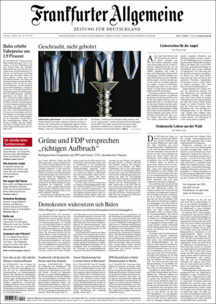 Portada de Frankfurter Allgemeine (Alemania)