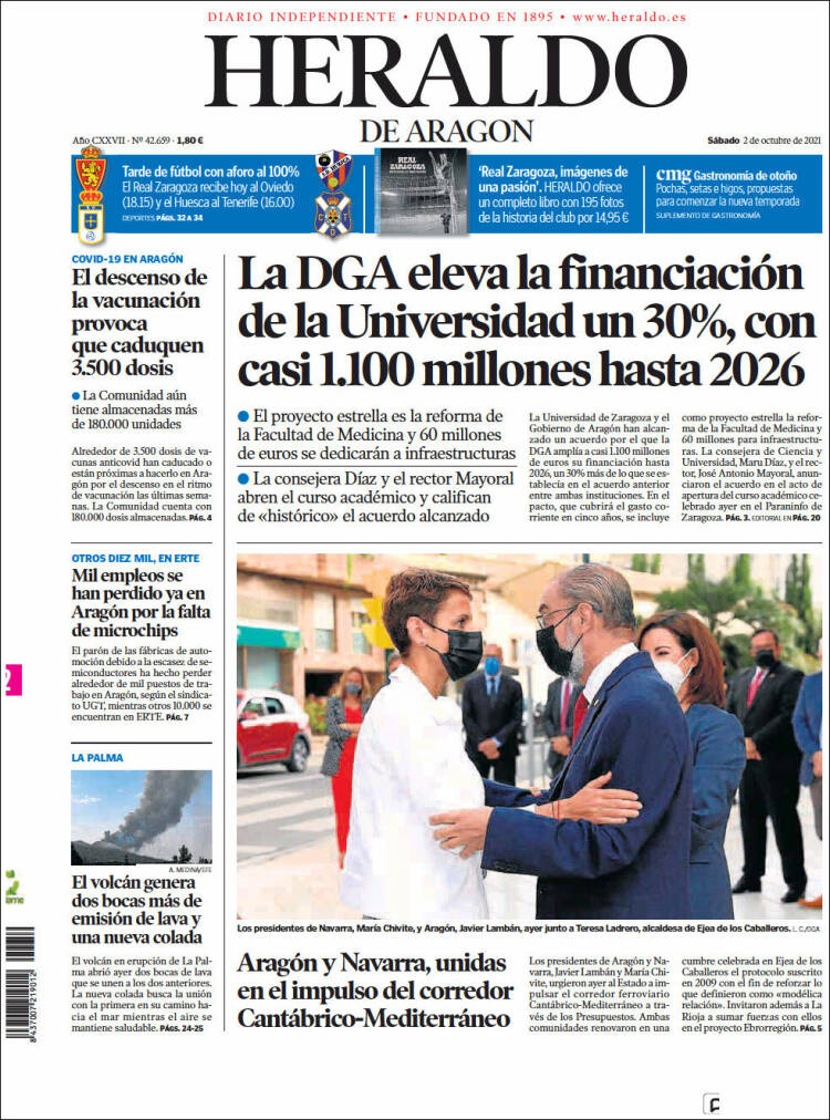 Portada de Heraldo de Aragón (Espa&ntilde;a)