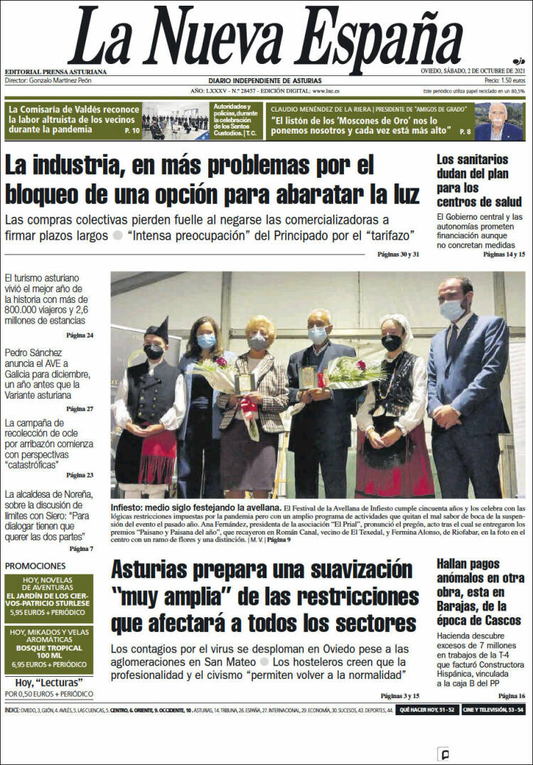 Portada de La Nueva España (Espa&ntilde;a)