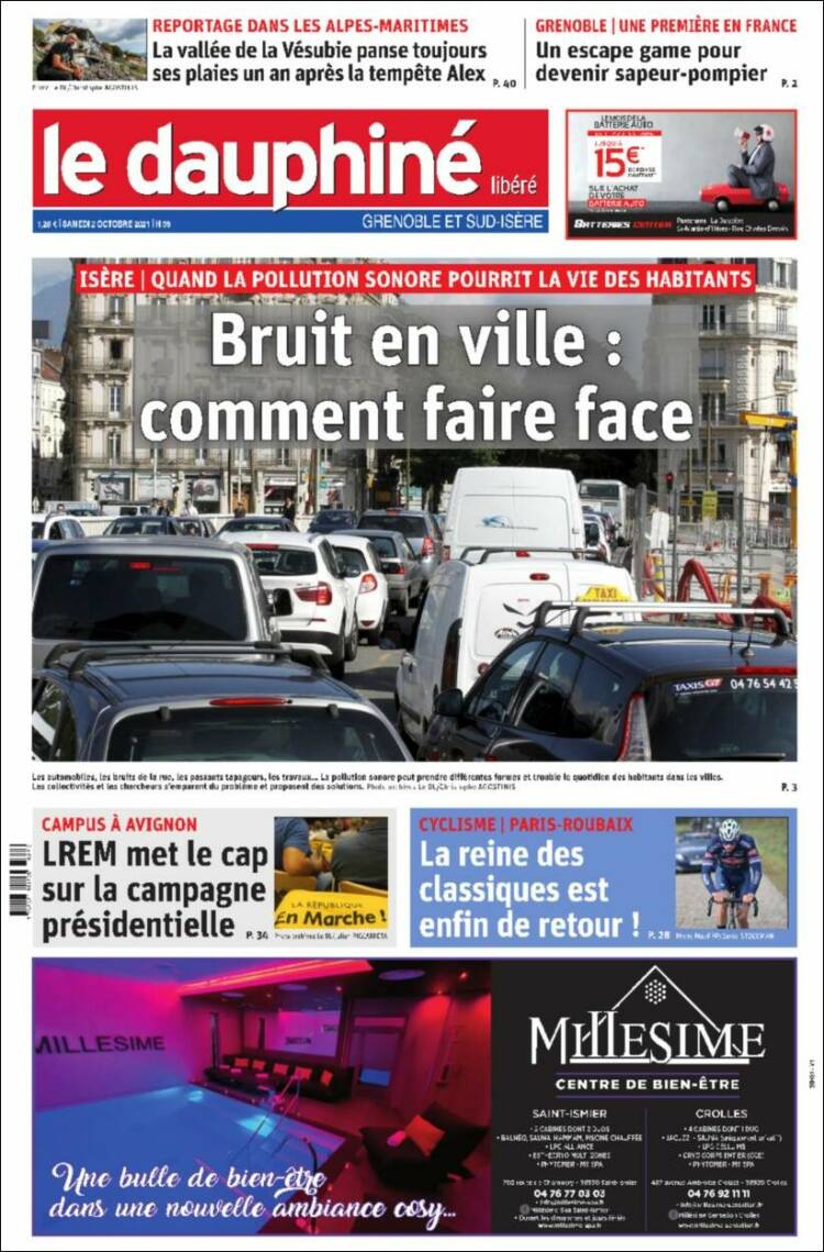 Portada de Le Dauphiné Libéré (Francia)
