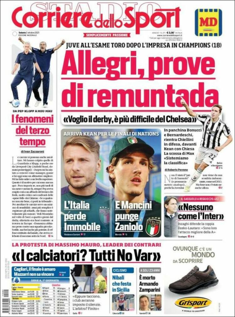 Portada de Corriere dello Sport (Italia)