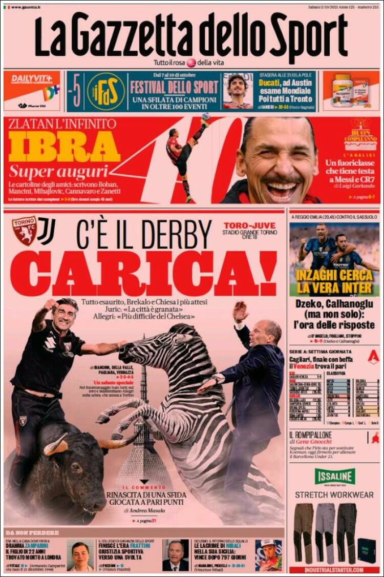 Portada de La Gazzetta dello Sport (Italia)