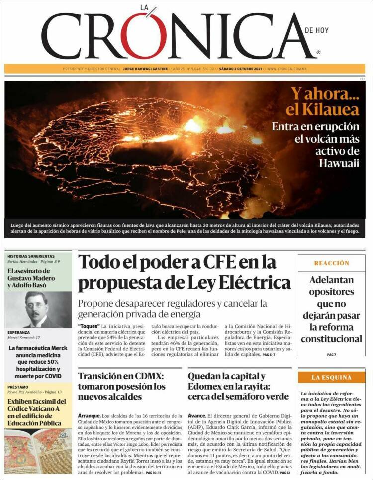 Portada de La Crónica de Hoy (M&eacute;xico)