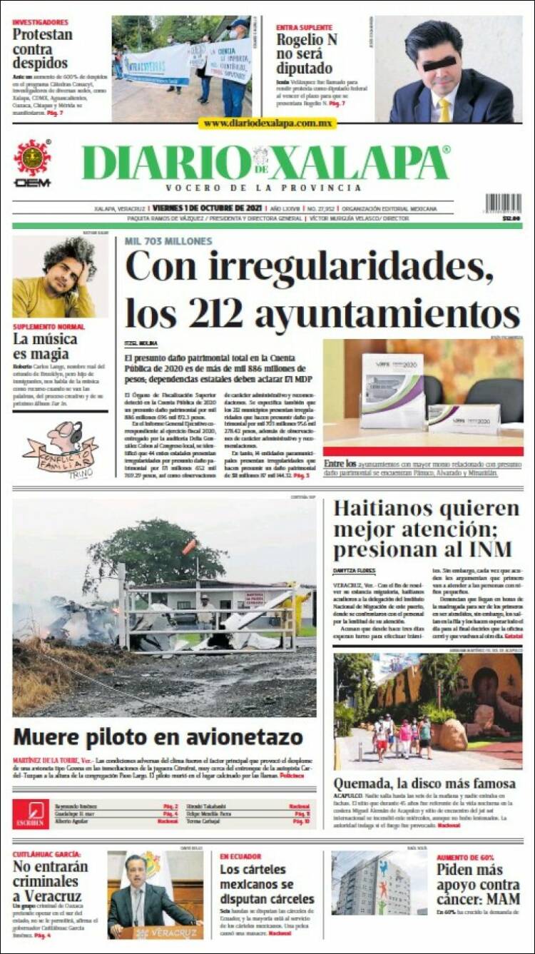 Portada de Diario de Xalapa (M&eacute;xico)