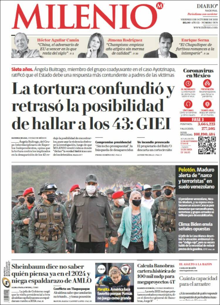 Portada de Milenio (M&eacute;xico)