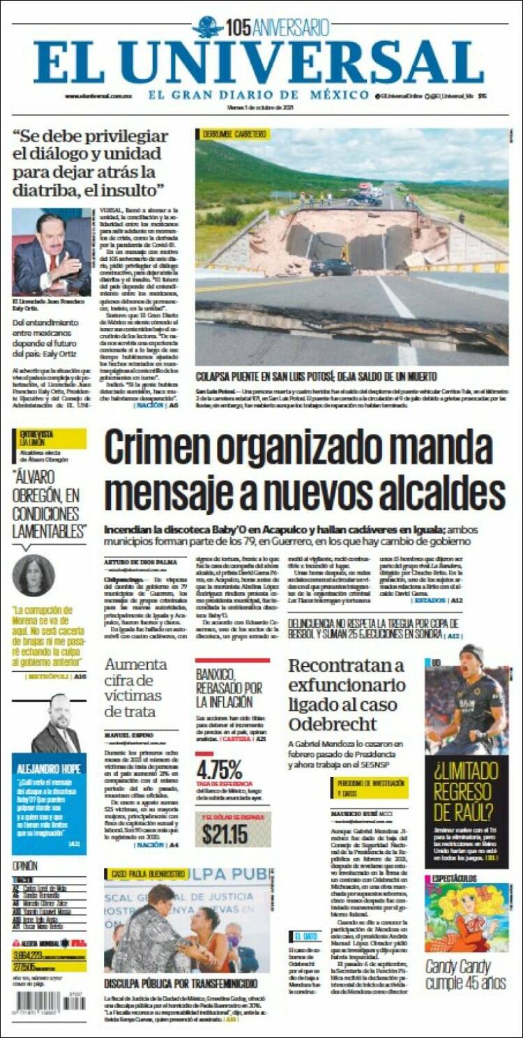 Portada de El Universal (M&eacute;xico)