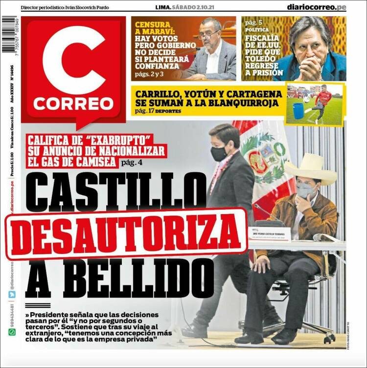 Portada de Diario Correo (Per&uacute;)