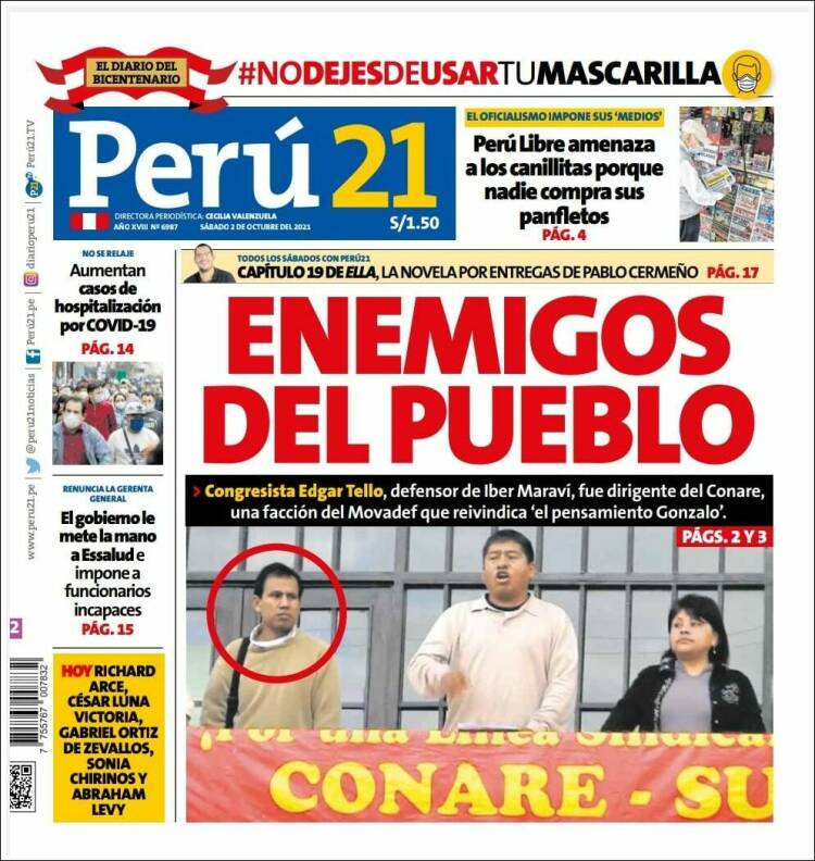 Portada de Perú 21 (Per&uacute;)