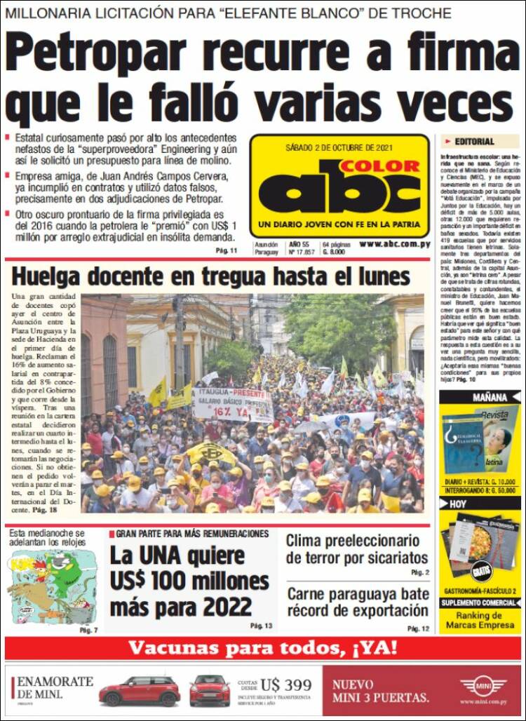Portada de ABC Color (Paraguay)