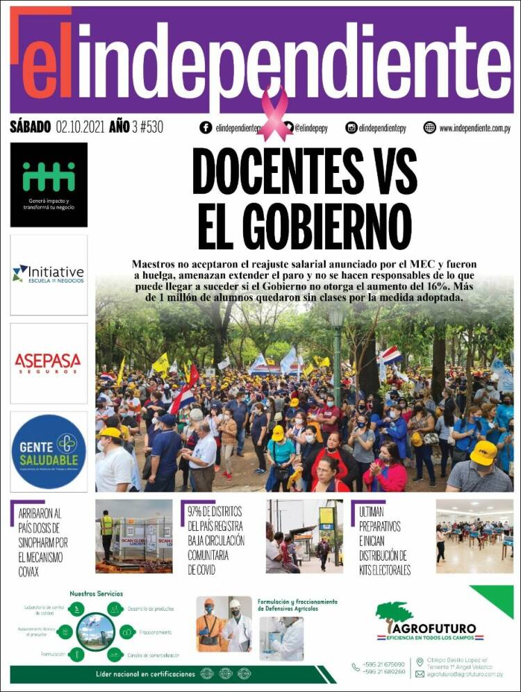 Portada de El Independiente (Paraguay)