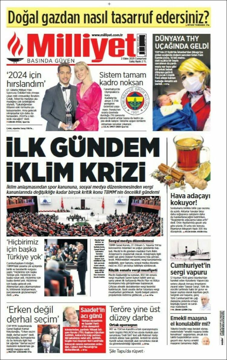 Portada de Milliyet (Turqu&iacute;a)