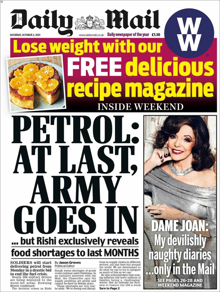 Portada de Daily Mail (Reino Unido)